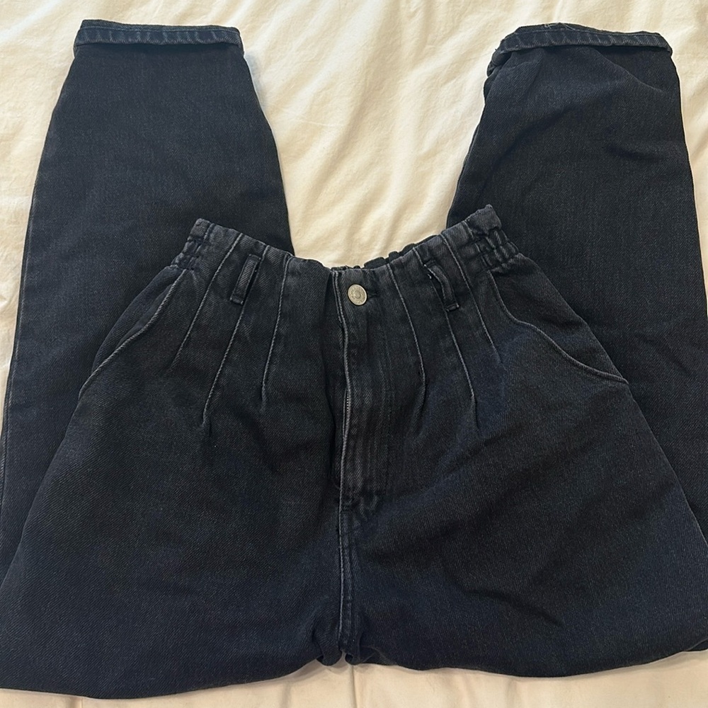 Black Zara Paperbag Barrel Leg Jeans